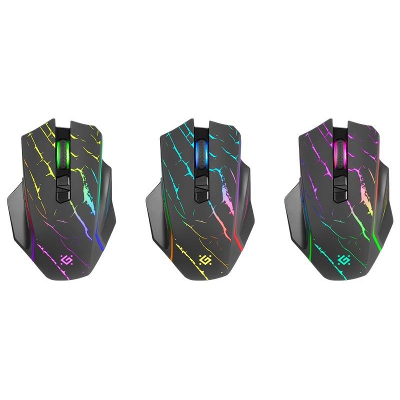 Mysz bezprzewodowa Defender URAN GM-503 optyczna 3200dpi czarna RGB AKUMULATOR 8 przycisków Gaming