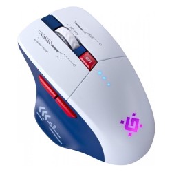 Mysz bezprzewodowa Defender TISA GM-126 optyczna 1600dpi 2.4 GHz + Bluetooth biało-niebieska RGB AKUMULATOR 6 przycisków Gaming