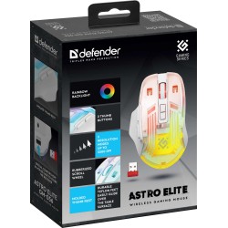 Mysz bezprzewodowa Defender ASTRO ELITE GM-056 optyczna 3200dpi biała RGB AKUMULATOR 7 przycisków Gaming