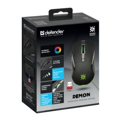Mysz bezprzewodowa Defender DEMON GM-534 optyczna 3200dpi czarna RGB AKUMULATOR 6 przycisków Gaming