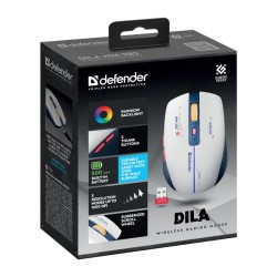 Mysz bezprzewodowa Defender DILA MM-282 optyczna 1800dpi biała RGB AKUMULATOR 6 przycisków Gaming