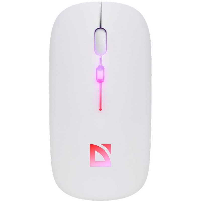 Mysz bezprzewodowa Defender TOUCH MM-997 optyczna 1600dpi 2.4 GHz + Bluetooth biała RGB AKUMULATOR bezklikowa silent