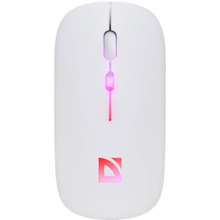 Mysz bezprzewodowa Defender TOUCH MM-997 optyczna 1600dpi 2.4 GHz + Bluetooth biała RGB AKUMULATOR bezklikowa silent