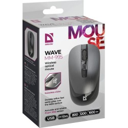 Mysz bezprzewodowa Defender WAVE MM-995 optyczna bezklikowa silent 1600dpi srebrna