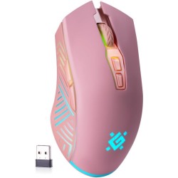 Mysz bezprzewodowa Defender PANDORA GM-502 optyczna 3200dpi różowa RGB AKUMULATOR 7 przycisków Gaming bezklikowa silent