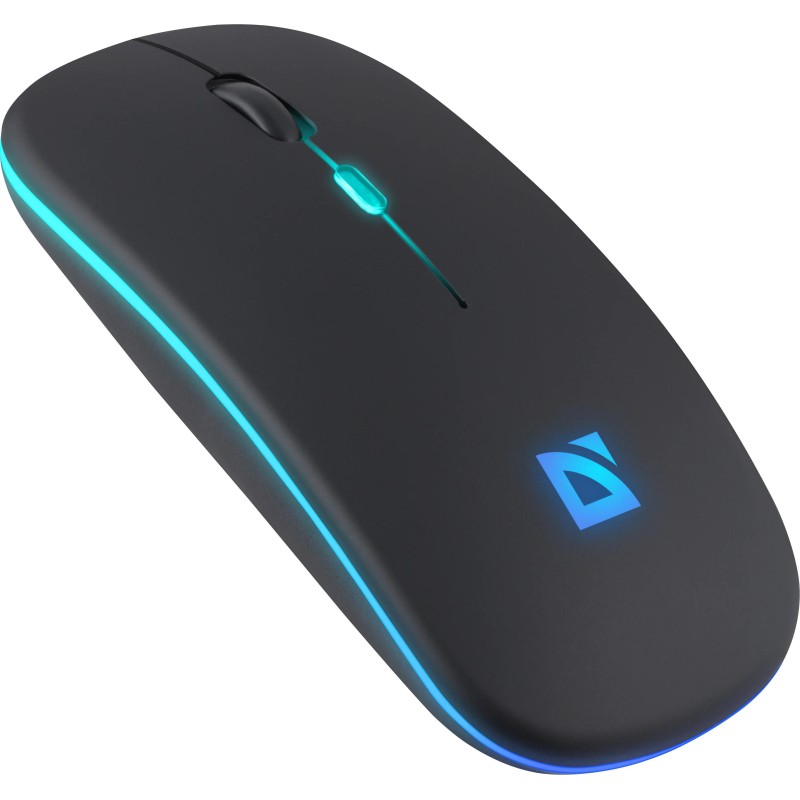 Mysz bezprzewodowa Defender TOUCH MM-997 optyczna 1600dpi 2.4 GHz + Bluetooth czarna RGB AKUMULATOR bezklikowa silent