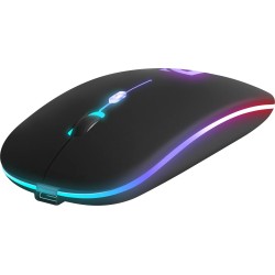 Mysz bezprzewodowa Defender TOUCH MM-997 optyczna 1600dpi 2.4 GHz + Bluetooth czarna RGB AKUMULATOR bezklikowa silent
