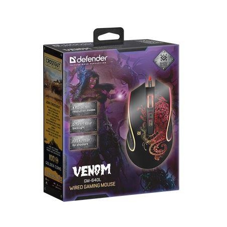 Mysz przewodowa Defender VENOM GM-640L 3200dpi Gaming 8P + GRA
