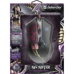 Mysz przewodowa Defender Sin'Sister GM-933 7200dpi 6P + podkładka Gaming + GRA