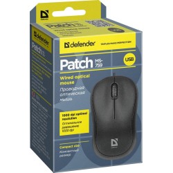Mysz przewodowa Defender PATCH MS-759 OPTICAL 1000dpi 3P czarna