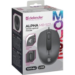 Mysz przewodowa Defender ALPHA MB-507 1000dpi bezklikowa silent