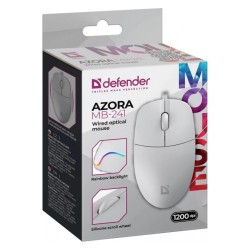 Mysz przewodowa Defender AZORA MB-241 OPTICAL 1200dpi 3P biała kabel 1.8 m