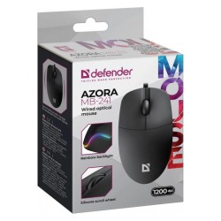 Mysz przewodowa Defender AZORA MB-241 OPTICAL 1200dpi 3P czarna kabel 1.8 m