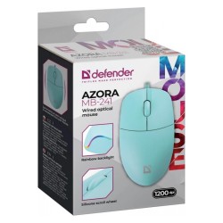 Mysz przewodowa Defender AZORA MB-241 OPTICAL 1200dpi 3P turkus kabel 1.8 m