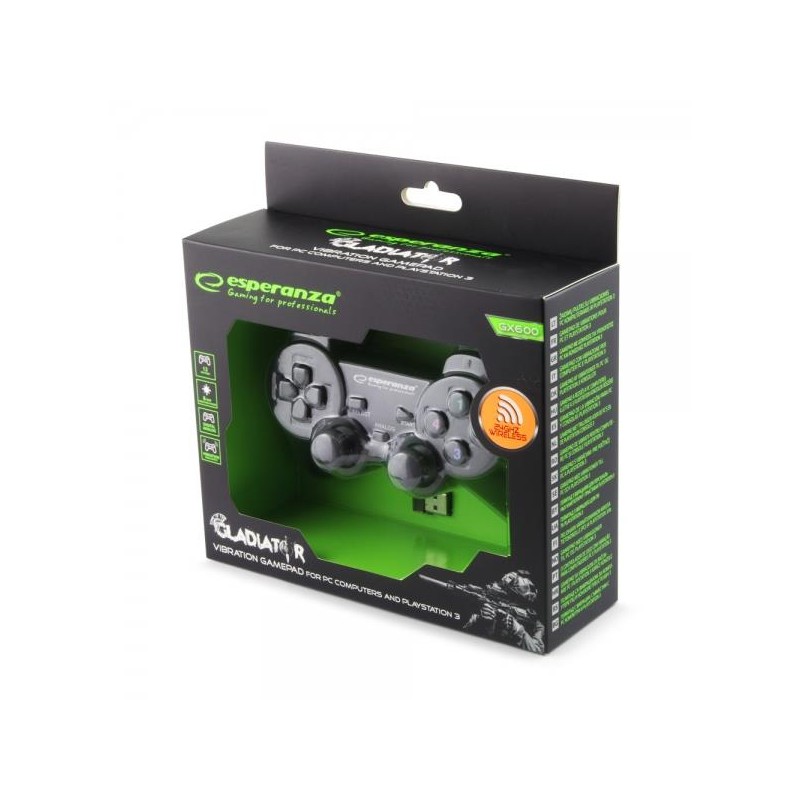 Gamepad bezprzewodowy 2.4GHz PS3/PC USB Esperanza "Gladiator" czarny