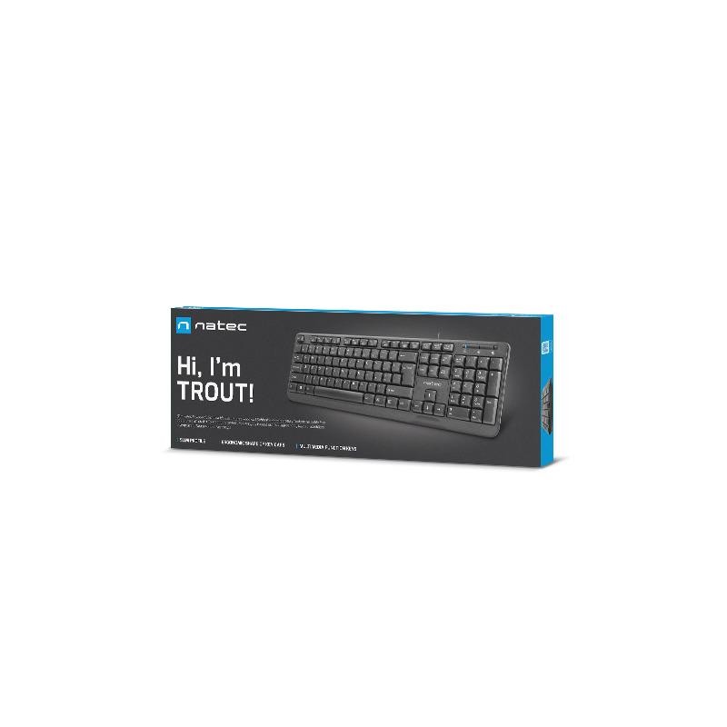 Klawiatura przewodowa Natec Trout slim czarna USB