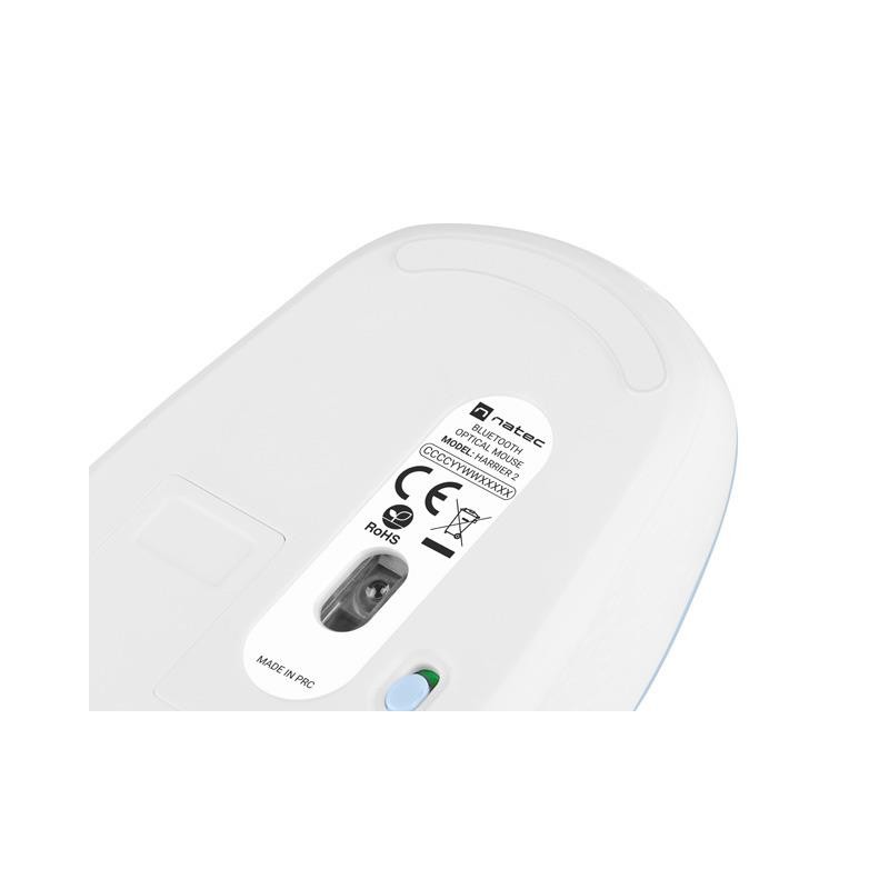 Mysz bezprzewodowa Natec Harrier 2 bluetooth 5.1 1600 DPI z cichym klikiem biało-niebieska