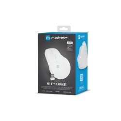 Mysz bezprzewodowa Natec Crake 2 Bluetooth 5.2 + 2.4GHz 2400DPI wertykalna biała