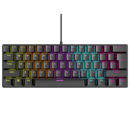 Klawiatura przewodowa Rampage PLOWERK60 gamingowa mechaniczna Blue Switch Rainbow LED czarna