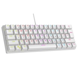Klawiatura przewodowa Rampage PLOWERK60 gamingowa mechaniczna Blue Switch Rainbow LED biała