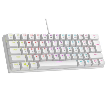 Klawiatura przewodowa Rampage PLOWERK60 gamingowa mechaniczna Blue Switch Rainbow LED biała