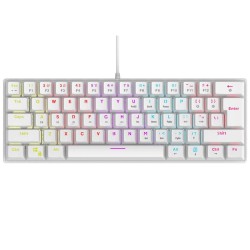 Klawiatura przewodowa Rampage PLOWERK60 gamingowa mechaniczna Blue Switch Rainbow LED biała