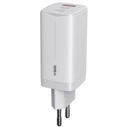 Ładowarka sieciowa GaN iBOX C-65 USB-C PD65W, kabel USB-C, White