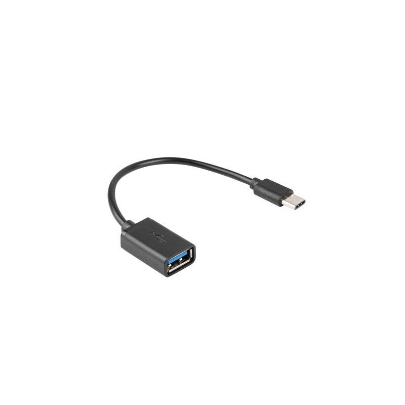 Kabel USB 2.0 Lanberg USB type-C(M) - USB-A(F) 0,15m OTG czarny