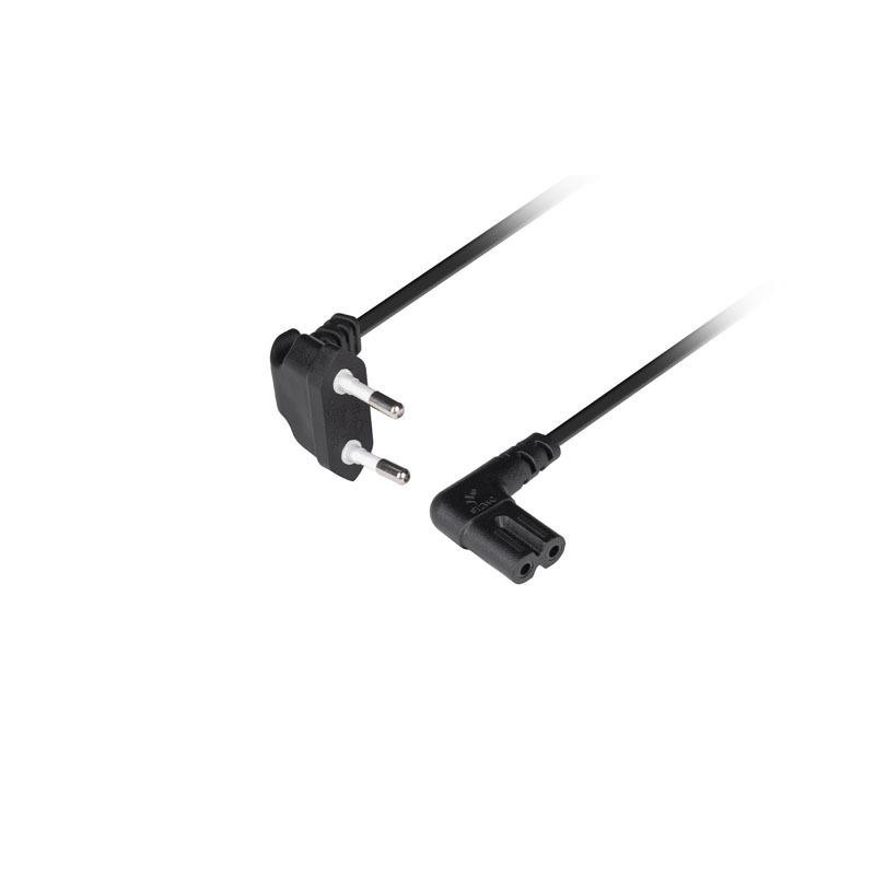 Kabel zasilający Lanberg CEE 7/16 - IEC 320 C7 EURO (radiowy) 1,8m kątowy VDE czarny
