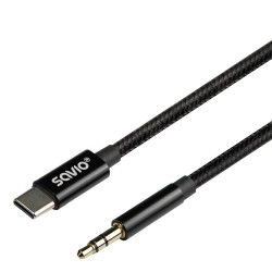 Kabel adapter Savio CL-187 USB-C do Mini Jack 3.5mm 1m