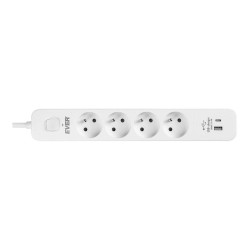 Listwa antyprzepięciowa Ever Protect 4PL 1A1C USB 1,5m biała