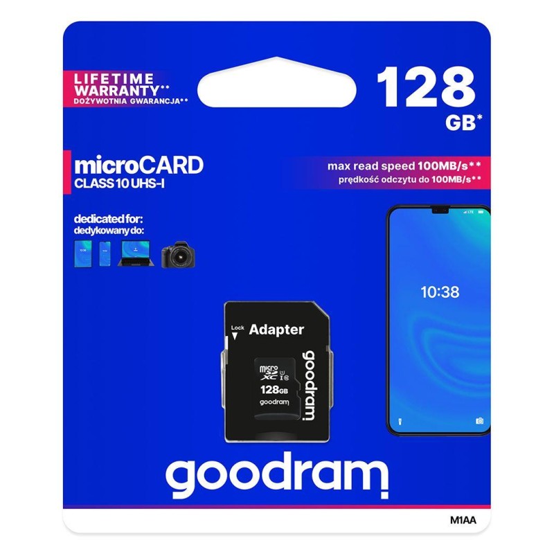 Karta pamięci microSDXC GOODRAM 128GB M1AA-1280R12 cl 10 UHS-I + adapter