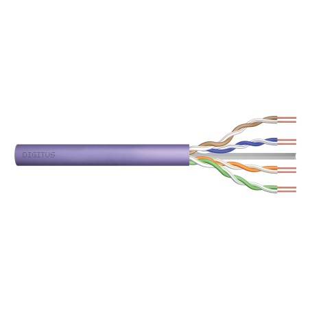 Kabel teleinformatyczny instalacyjny DIGITUS kat.6, U/UTP, Dca, drut, AWG 23/1, LSOH, 50m, fioletowy, ofoliowany