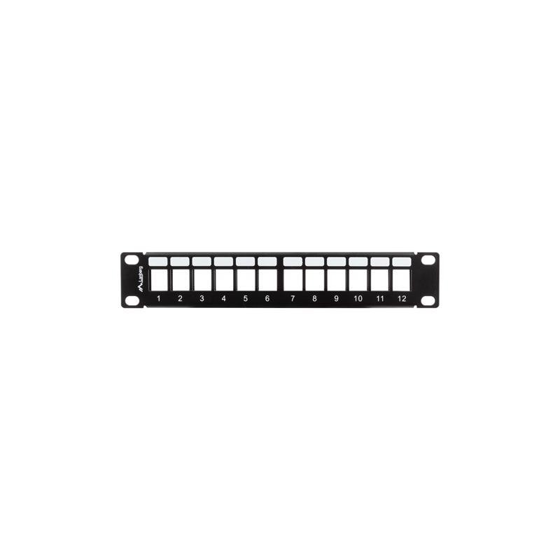 Patch panel pusty Lanberg 12 port 1U 10" z organizerem do modułów keystone czarny