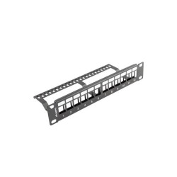 Patch panel pusty Lanberg 12 port 1U 10" z organizerem do modułów keystone czarny