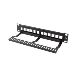 Patch panel pusty Lanberg 12 port 1U 10" z organizerem do modułów keystone czarny