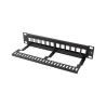 Patch panel pusty Lanberg 12 port 1U 10" z organizerem do modułów keystone czarny