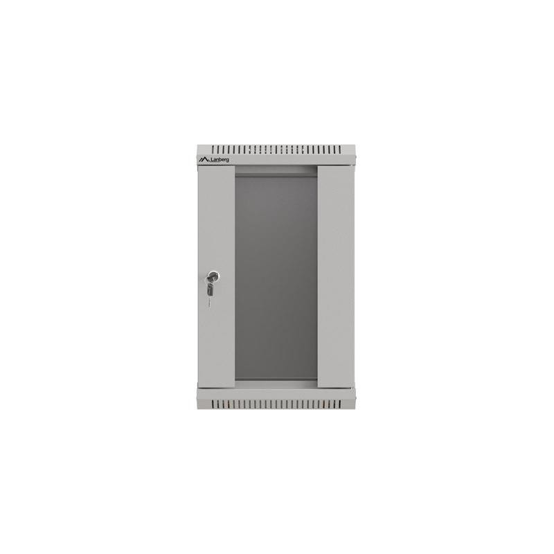 Szafa instalacyjna Rack Lanberg Wisząca 10" 9U 300x300 Drzwi Przeszklone (flat pack) Szara