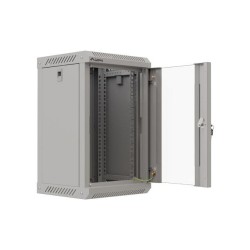Szafa instalacyjna Rack Lanberg Wisząca 10" 9U 300x300 Drzwi Przeszklone (flat pack) Szara