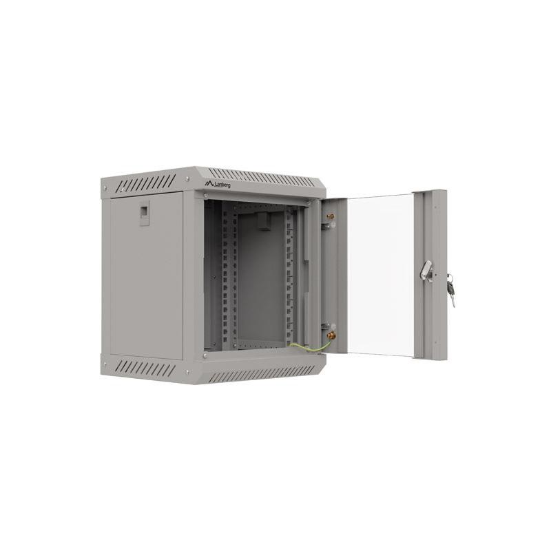 Szafa instalacyjna Rack Lanberg Wisząca 10" 6U 300x300 Drzwi przeszklone (flat pack) Szara