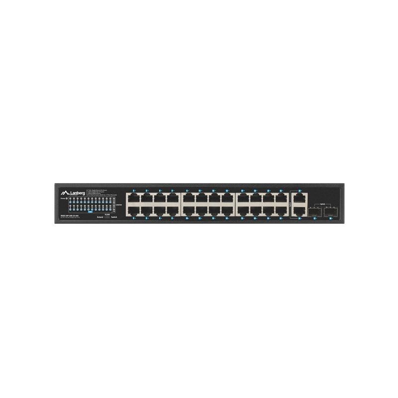 Switch niezarządzalny Lanberg 24x 1Gb PoE+/2x Gb 2x SFP Rack 19" Gigabit Ethernet 360W
