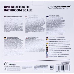 Waga łazienkowa Esperanza EBS016W 8w1 Bluetooth B.Fit cyfrowa analityczna biała
