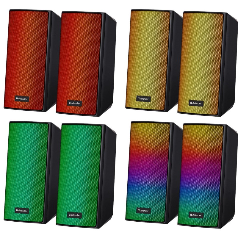 Głośniki Defender SPITFIRE 2.0 6W Bluetooth USB podświetlenie RGB MP3