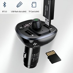 Ładowarka samochodowa Usams C21 z transmiterem FM zestawem głośnomówiącym i MP3 2xUSB 1xmicroSD 3,4A