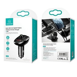 Ładowarka samochodowa Usams C21 z transmiterem FM zestawem głośnomówiącym i MP3 2xUSB 1xmicroSD 3,4A