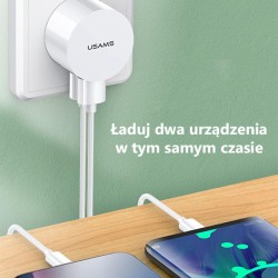 Ładowarka sieciowa Usams T20 2,1A 2xUSB+kabel USB-C - biała