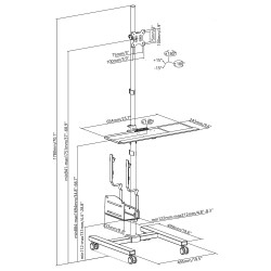 Stand, wózek, mobilne stanowisko komputerowe na kółkach Maclean MC-793 max 20kg max 17"-32" VESA: 75x75,100x100