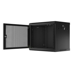 Szafa instalacyjna Lanberg rack wisząca 19" 9U 600x450 drzwi perforowane czarna (flat pack)