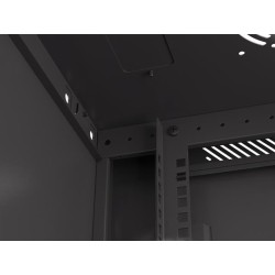 Szafa instalacyjna Lanberg rack wisząca 19" 9U 600x450 drzwi perforowane czarna (flat pack)