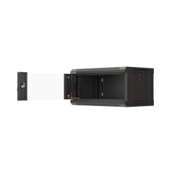 Szafa instalacyjna Rack wisząca 19" 4U 540x350 czarna Drzwi przeszklone Lanberg (flat pack)
